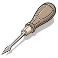 Woodworking tool illustration featuring a chisel with a wooden handle isolated on a white background Royalty Free Stock Photo