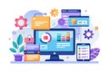 Illustration showcasing application programming interface concepts with design elements and tools relevant to software development Royalty Free Stock Photo