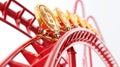 illustration showcasing Bitcoin tokens on a red roller coaster. Royalty Free Stock Photo