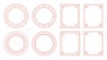 Geometric Frames Set of Four Circular and Four Rectangular Designs in Pink Royalty Free Stock Photo