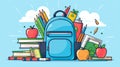 Illustration showcasing the essentials for a successful school year with a backpack books notebooks, pencils .. back to school Royalty Free Stock Photo