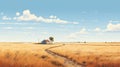 8k Resolution Landscape Illustration With Prairiecore And Anime-influenced Elements