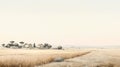 Minimalist Photorealistic Painting Of A Mediterranean Countryside Field