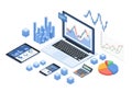 Advanced data analytics on multiple devices Royalty Free Stock Photo