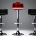 An illustration showing a coronavirus on a high red bar stool. Royalty Free Stock Photo