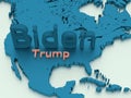 Illustration showing Donald Trump vs Joe Biden face-off for the presidency on the map of the USA