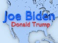 Illustration showing Donald Trump vs Joe Biden face-off for the presidency on the map of the USA