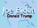 Illustration showing Donald Trump vs Joe Biden face-off for the presidency on the map of the USA