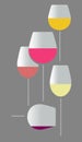 This is an illustration showing stemware, very tall wine glasses in an elegant composition