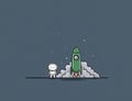 Cartoon Rocket Launch and Astronaut Royalty Free Stock Photo