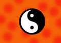 Yin and Yang Symbol on an Orange Background, Digital Art Royalty Free Stock Photo