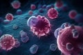 Cancer Cells Closeup with Vivid Background