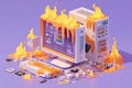Melting CPU Illustration Depicting System Overload With Components in Distress During a Tech Failure Event Royalty Free Stock Photo