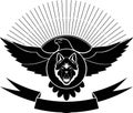 Eagle, wolf, sun for tattoo and stickers