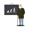 Evolution theory illustration with elderly man and progression chart vector graphic Royalty Free Stock Photo