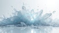 Illustration shows exploding ice shards on white background. Dynamic composition features burst of frozen ice crystals with Royalty Free Stock Photo