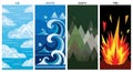 Four Elements: Air, Water, Earth, and Fire Illustrated with Geometric Shapes Royalty Free Stock Photo