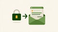 Secure File Transfer Icon With Green Lock Over Email Attachment for Enhanced Privacy Protection Royalty Free Stock Photo