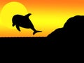 Silhouette of a Jumping Dolphin in a Sunset, Digital Art