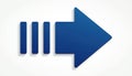 Illustration shows vivid blue right arrow symbol. Modern, clean graphic design. Forward pointer suggests direction, progress, Royalty Free Stock Photo