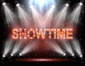 Showtime background illuminated by spotlights Royalty Free Stock Photo