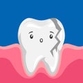 Illustration of sick broken tooth.