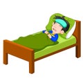 Sick kid lying in bed Royalty Free Stock Photo