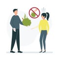 Illustration with a sign denoting a durian fruit can be touched only with gloves. Without gloves, you cannot take fruit Royalty Free Stock Photo