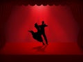 Illustration silhouette design of Latin salsa dancing couple on stage