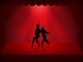 Illustration silhouette design of Latin salsa dancing couple on stage