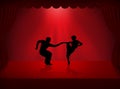 Illustration silhouette design of Latin salsa dancing couple on stage