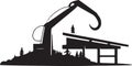 Illustration Silhouette Log Loader Heavy Forestry Machine, Wood Harvesting Equipment Royalty Free Stock Photo