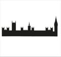 Illustration of the silhouette of the Palace of Westminster isolated on a white background