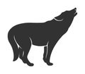 Silhouette of the wolf on a white background Royalty Free Stock Photo