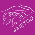 Illustration of silhouette of woman with the hash tag metoo. Soc