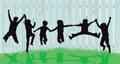 Silhouettes of kids jumping Royalty Free Stock Photo