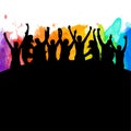 Illustration silhouettes party dance colorful group of jumping people dancing. Jazz funk, hip-hop, house dance. Dancer man on whit Royalty Free Stock Photo
