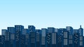 Illustration of silhouettes of tall buildings around the city with a clear blue scenic sky