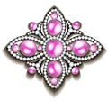 silver brooch with pink pearls