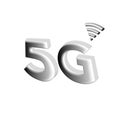 Illustration of a silver color 5g network icon, isolated on a white background Royalty Free Stock Photo