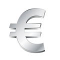 illustration of a silver euro sign on white background Royalty Free Stock Photo