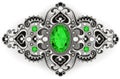 silver jewelry brooch vintage with emeralds and precious stones