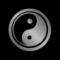 Illustration of silver metallic Jin Jang, black background Royalty Free Stock Photo