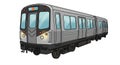 Illustration of a silver subway train with three carriages on a white background. The Royalty Free Stock Photo