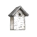 Simple bird house, birch nest box