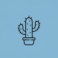 A cactus with three branches, each adorned with spines, set in a Royalty Free Stock Photo