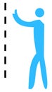 illustration of simple blue person design touching the broken wall