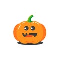 Illustration of a simple cartoon funny dumb pumpkin for halloween