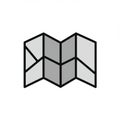 An illustration of a simple, folded paper map icon. The map is depicted in grayscale wi Royalty Free Stock Photo