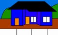 Illustration of a simple house with a yard